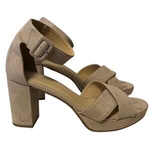 CL. by Laundry Tan Sueded Platform Block Heel Size 9 M